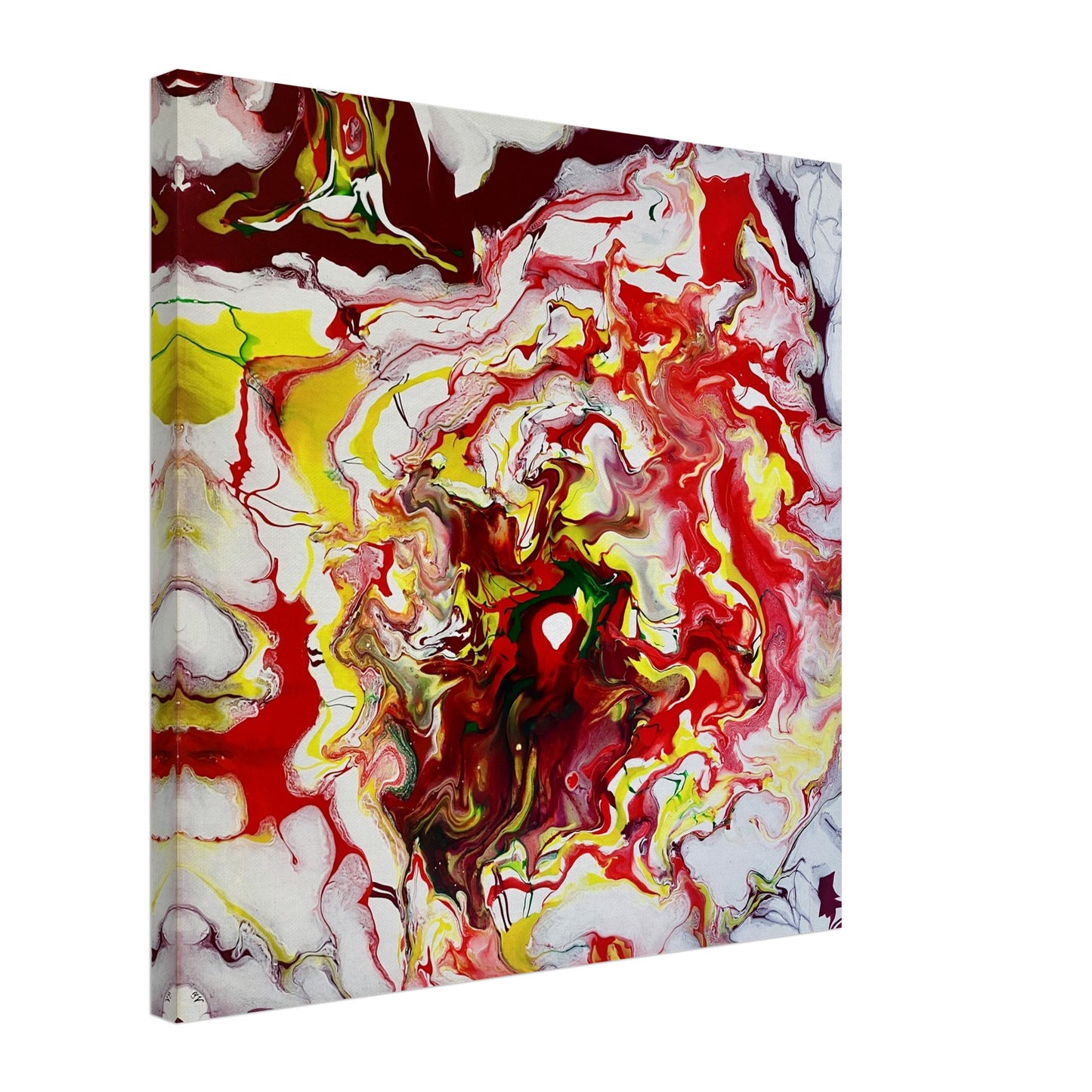 Intense close-up of 'Bonfire' canvas print, with vibrant hues capturing the fiery essence, a statement art piece from Yana Virtuoso's collection.