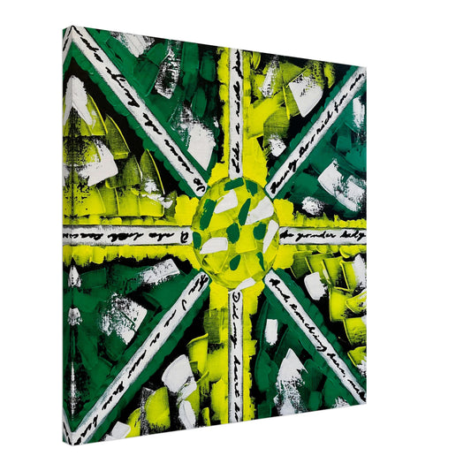 Zoomed-in view of 'Encrypted Message' canvas print by Yana Virtuoso, showcasing intricate details for a captivating wall feature.