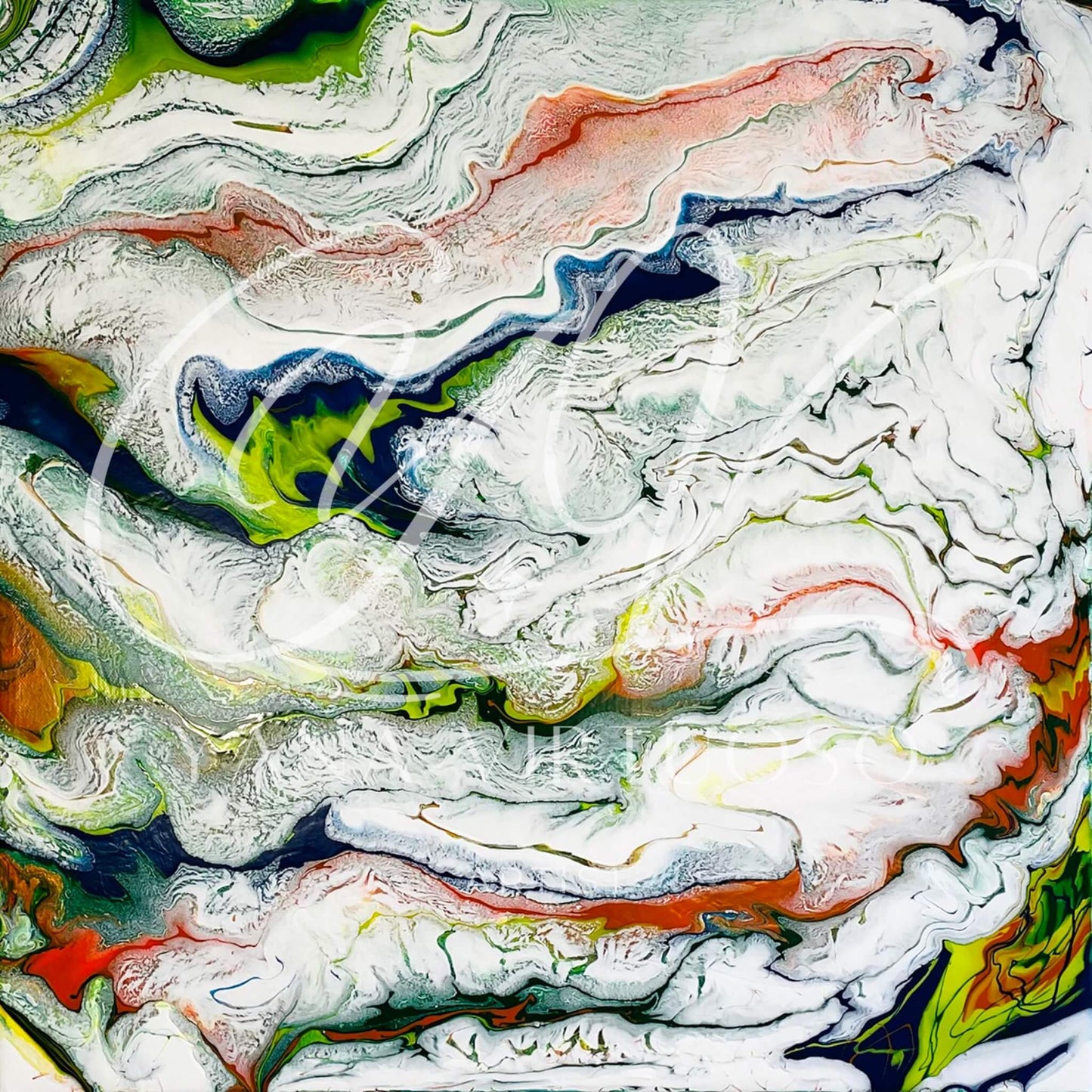 Close-up view of "Waves" painting highlighting the detailed texture created with high-quality acrylic paints.