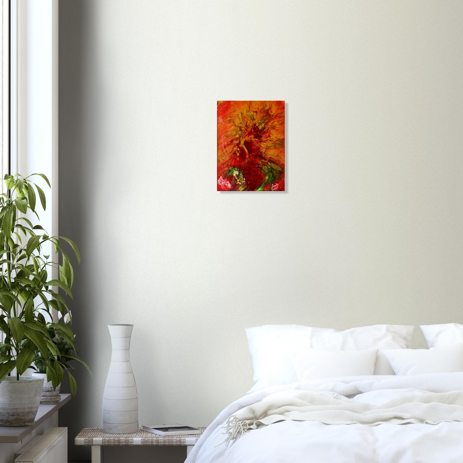 The vibrant 'The Tree of Life' canvas print by Yana Virtuoso, mounted on a wall, infusing energy and color into the room's decor.