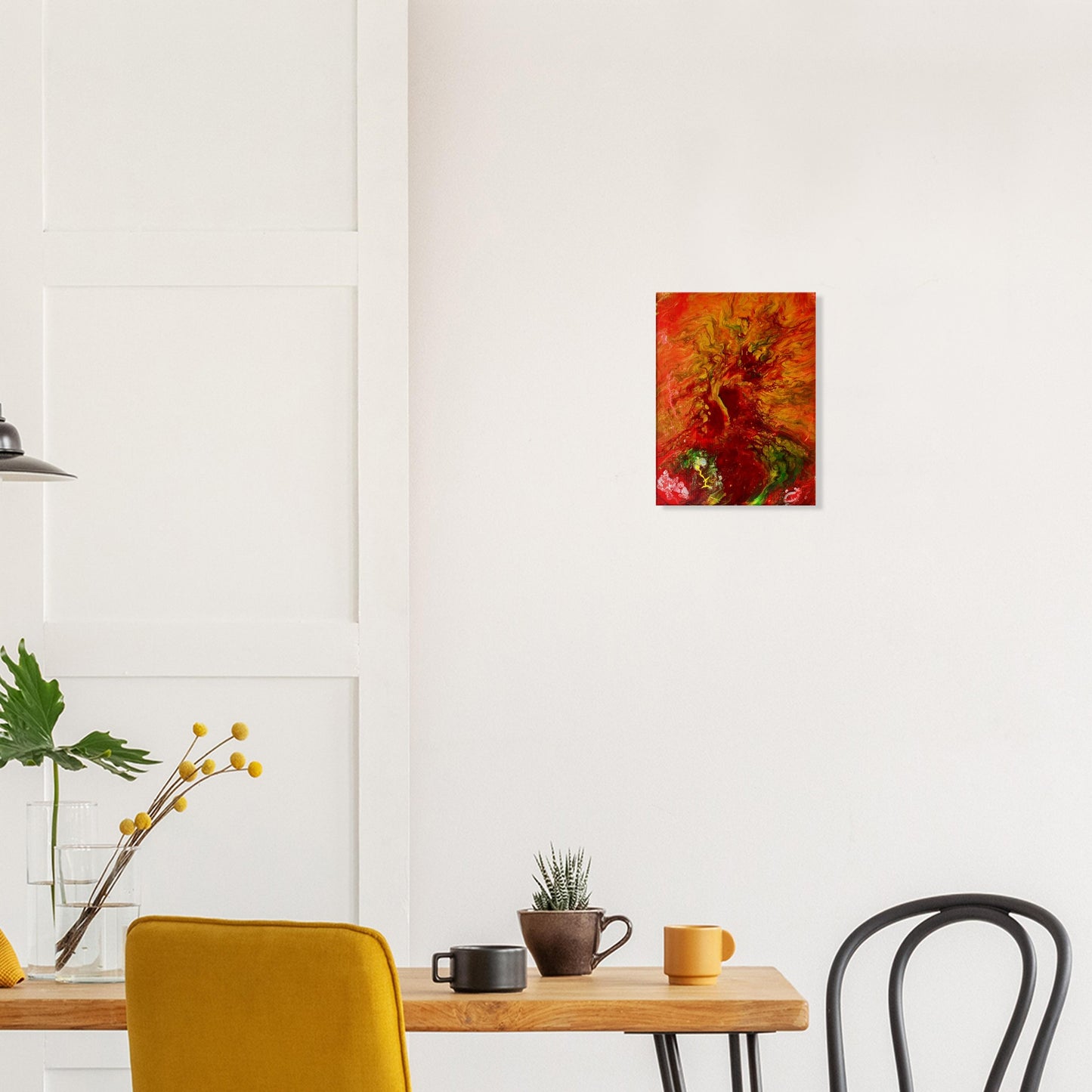 Yana Virtuoso's 'The Tree of Life' canvas print on display, enhancing the living room ambiance with its vivid, life-affirming colors.